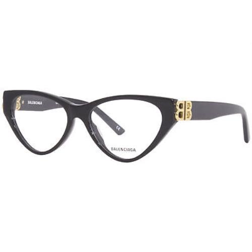 Balenciaga BB0172O 001 Eyeglasses Frame Women`s Black Full Rim Cat Eye 54-mm - Frame: Black