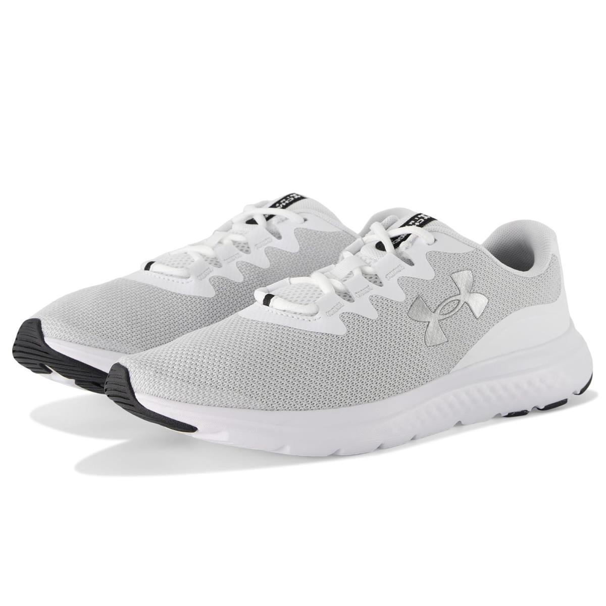 Woman`s Sneakers Athletic Shoes Under Armour Charged Impulse 3 White/White/Metallic Silver