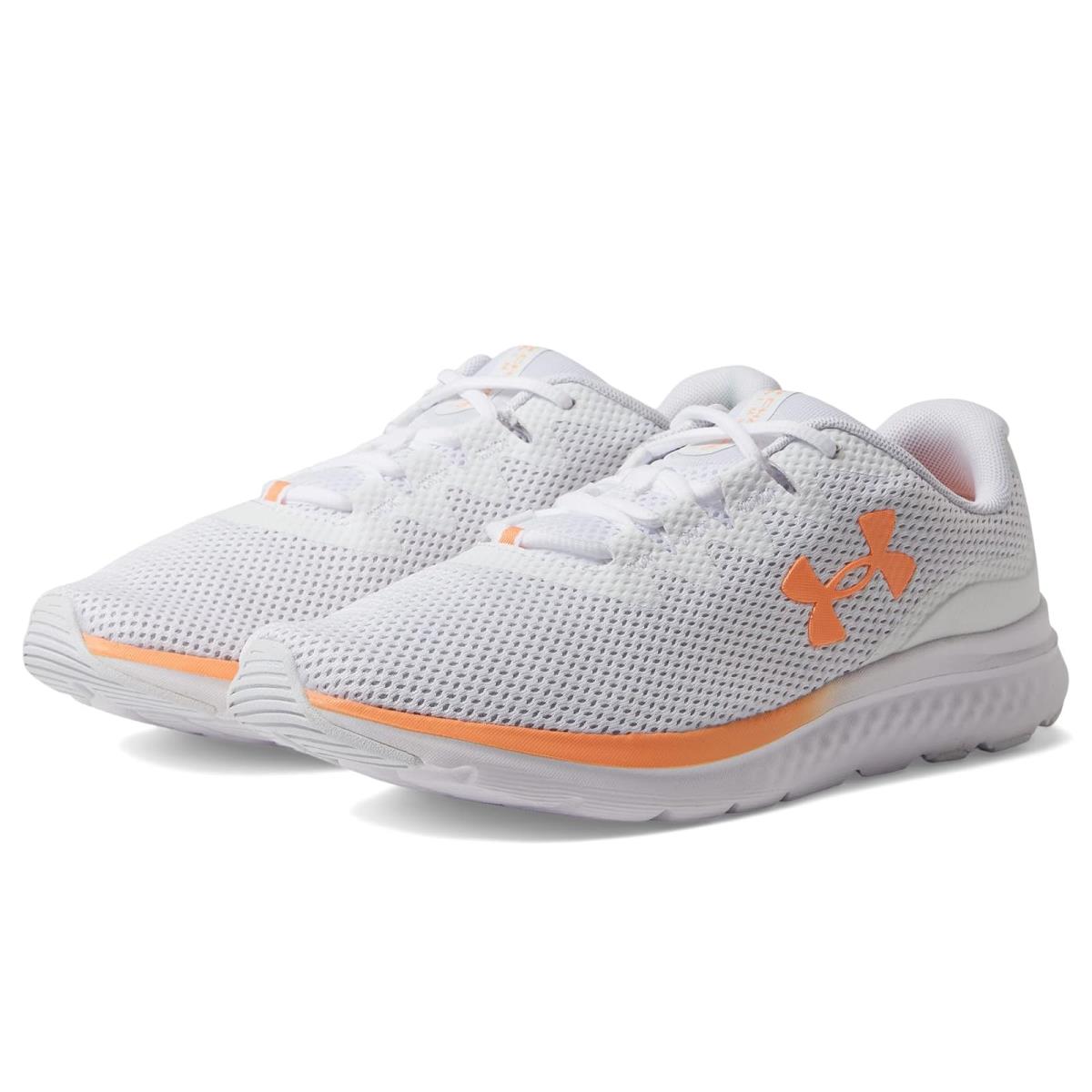 Woman`s Sneakers Athletic Shoes Under Armour Charged Impulse 3 White/White/Orange Tropic