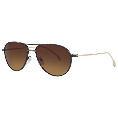 Paul Smith Felix PSSN078-02 Sunglasses Matte Black/shiny Gold/brown Grad. 57mm