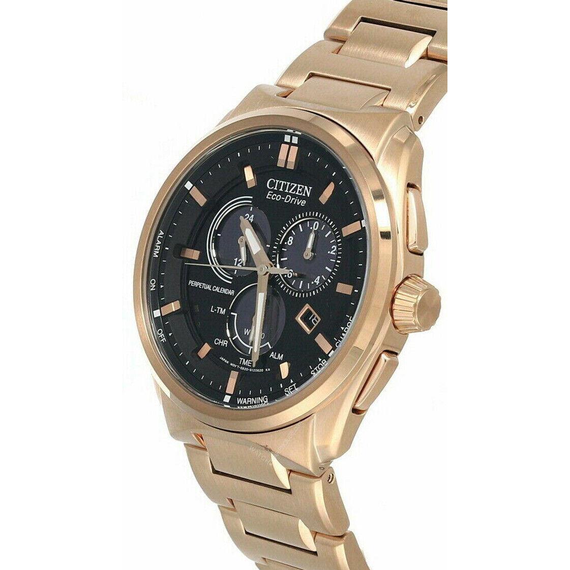 Citizen Perpetual Calendar Black Dial Gold-tone Bracelet Men`s Watch BL5483-55E