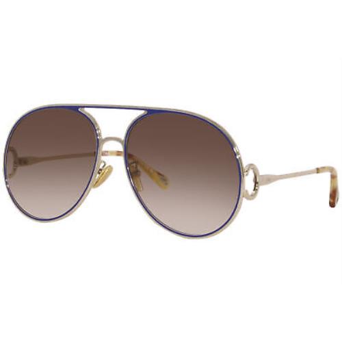 Chloe CH0145S 003 Sunglasses Women`s Gold/brown Gradient Lenses Pilot 61mm - Frame: Gold