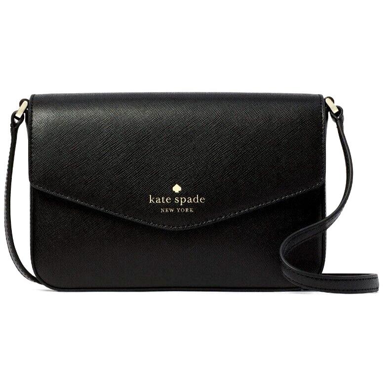 Kate Spade Sadie Envelope Crossbody Black Saffiano Leather K7378 New Nip