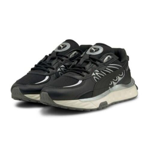 Puma Wild Rider Tecno 381596-02 Lace Up Mens Running Training Shoes - Black
