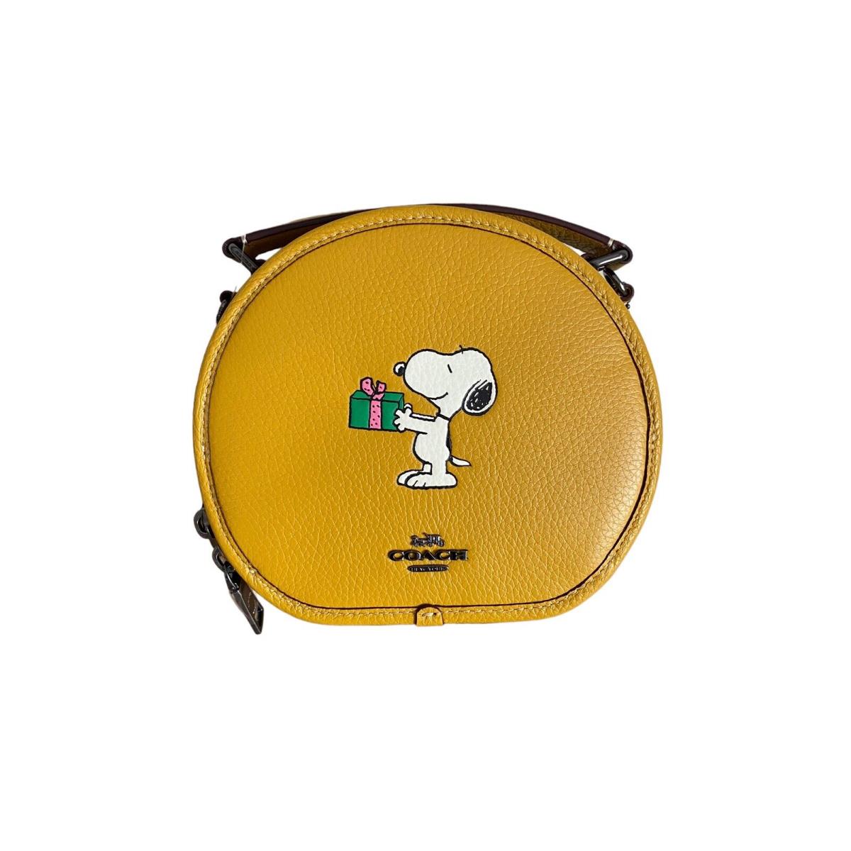 Coach CF290 X Peanuts Flax Leather Canteen Crossbody W Snoopy Present Motif