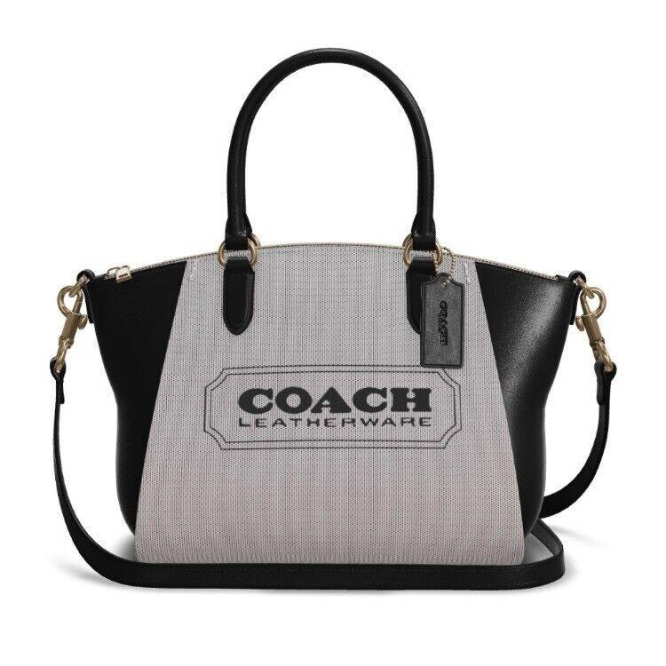 Coach Women s Jacquard Elise Satchel with Convertible Pick One Grey Black