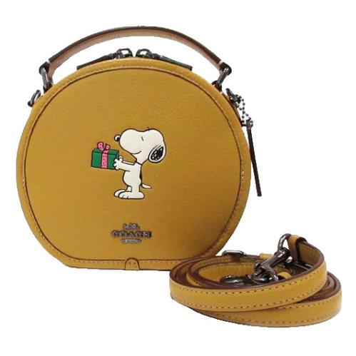 Coach X Peanuts Flax Leather Canteen Crossbody Snoopy Present Motif CF290