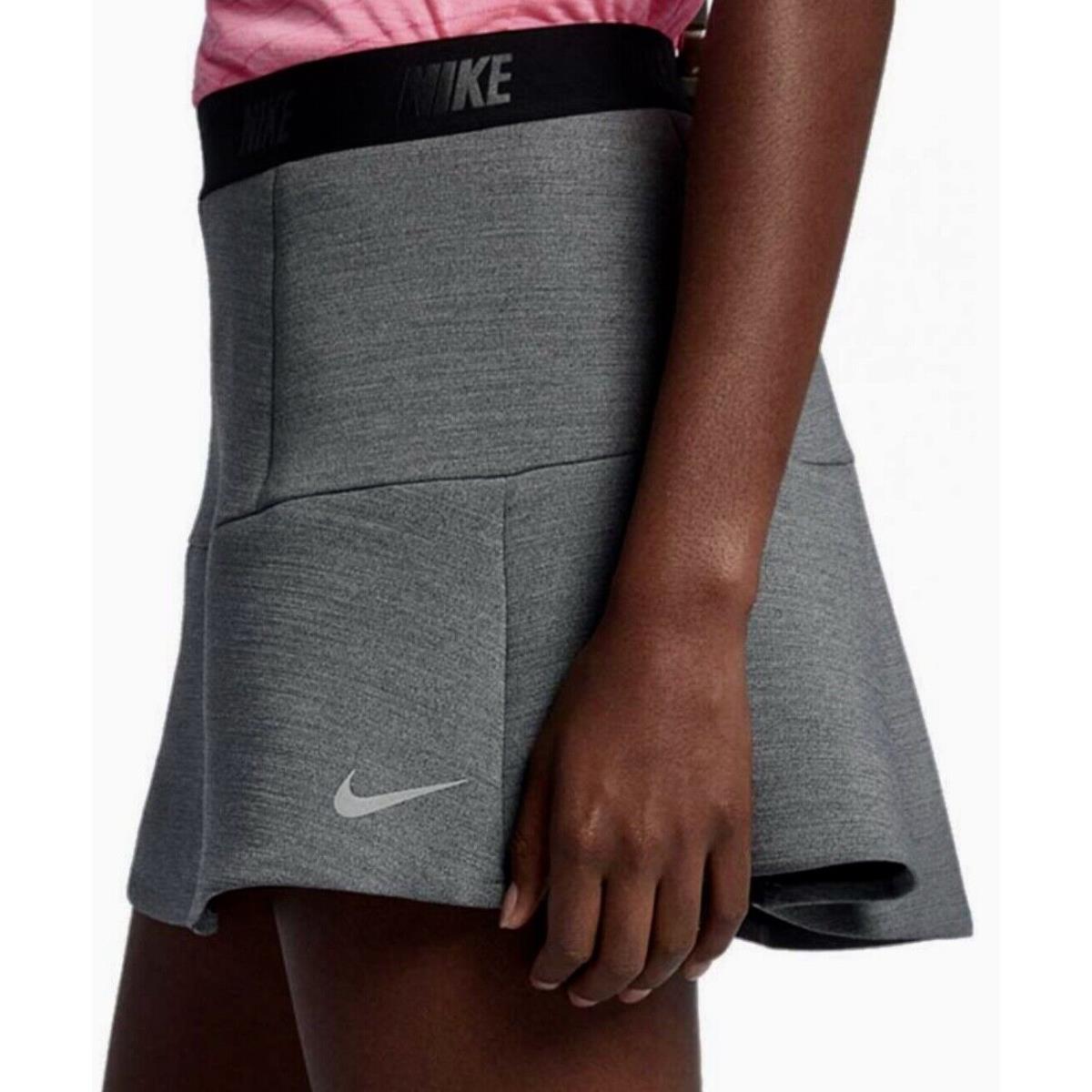 Nike Golf Pleated Skort Carbon Grey Heather Skirt Black Shorts Womens Sz L