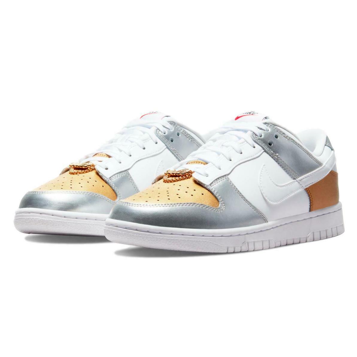 Nike Women`s Dunk Low SE Shoes `heirloom` Gold White Silver DH4403-700