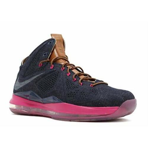Nike Lebron 10 Ext Denim QS `denim` Denim Pink Tan 597806-400 Fashion Shoes - Blue