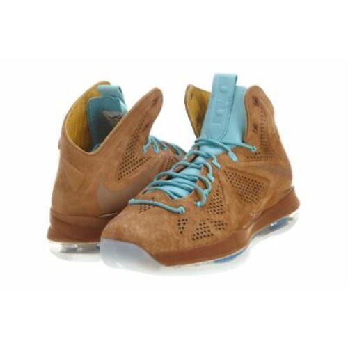 Nike Men`s Lebron 10 Ext QS `hazelnut` Brown/blue 607078-200 Fashion Shoe