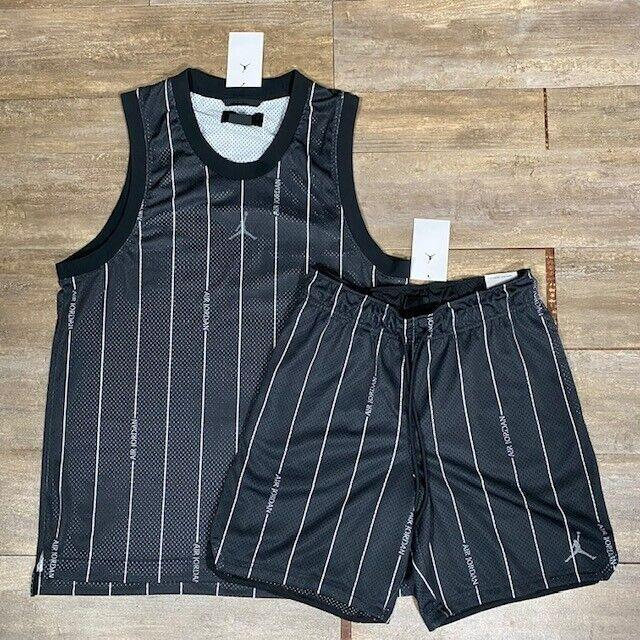 Nike Air Jordan Jersey and Shorts Set Black DM1380-010 DM1357-010 Men`s