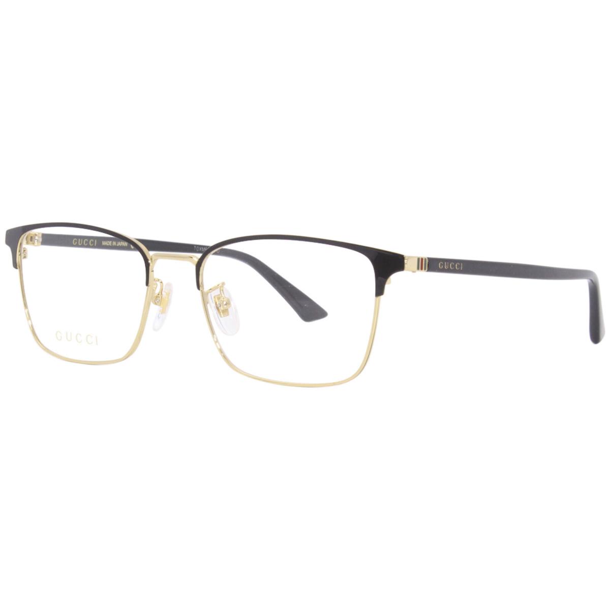 Gucci GG1124OA 001 Eyeglasses Men`s Black/gold Full Rim Rectangle Shape 55mm