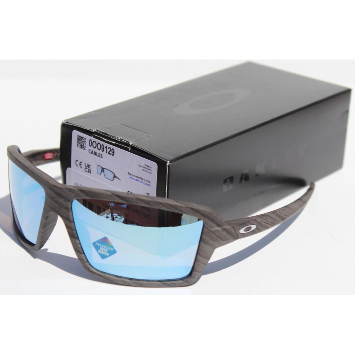 Oakley Cables Polarized Sunglasses Woodgrain/prizm Deep Water Blue OO9129-06 - Frame: Brown, Lens: Blue