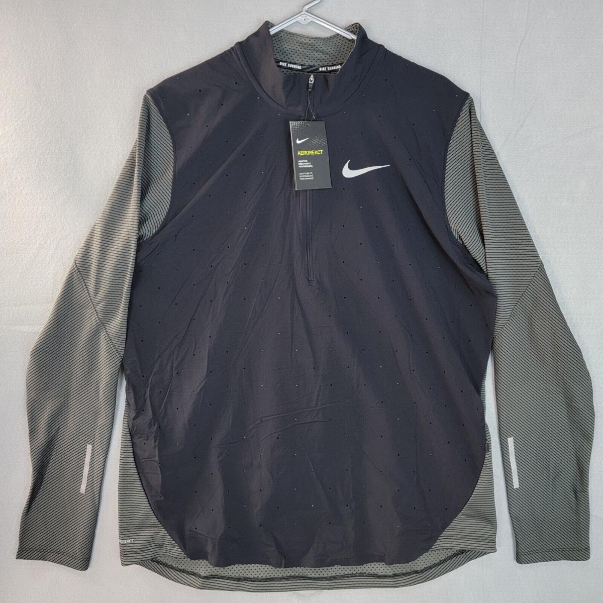 Nike Running Aeroreact Hybrid Half Zip Long Sleeve Top Shirt Black Grey Mens XL