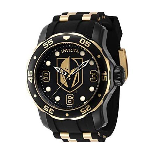 Invicta Nhl Vegas Golden Knights Quartz Black Dial Men`s Watch 42321