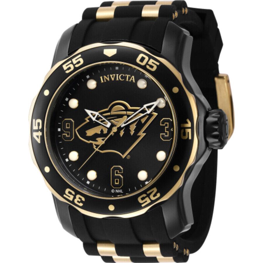 Invicta Nhl Minnesota Wild Quartz Black Dial Men`s Watch 42317