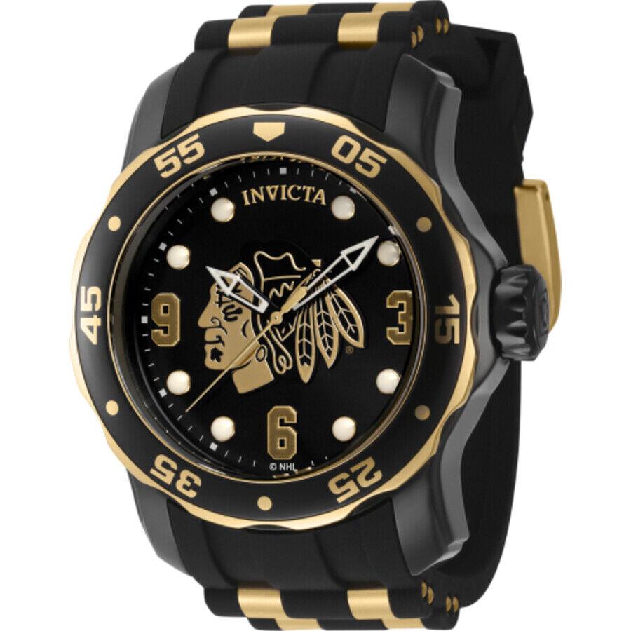 Invicta Nhl Chicago Blackhawks Quartz Black Dial Men`s Watch 42315