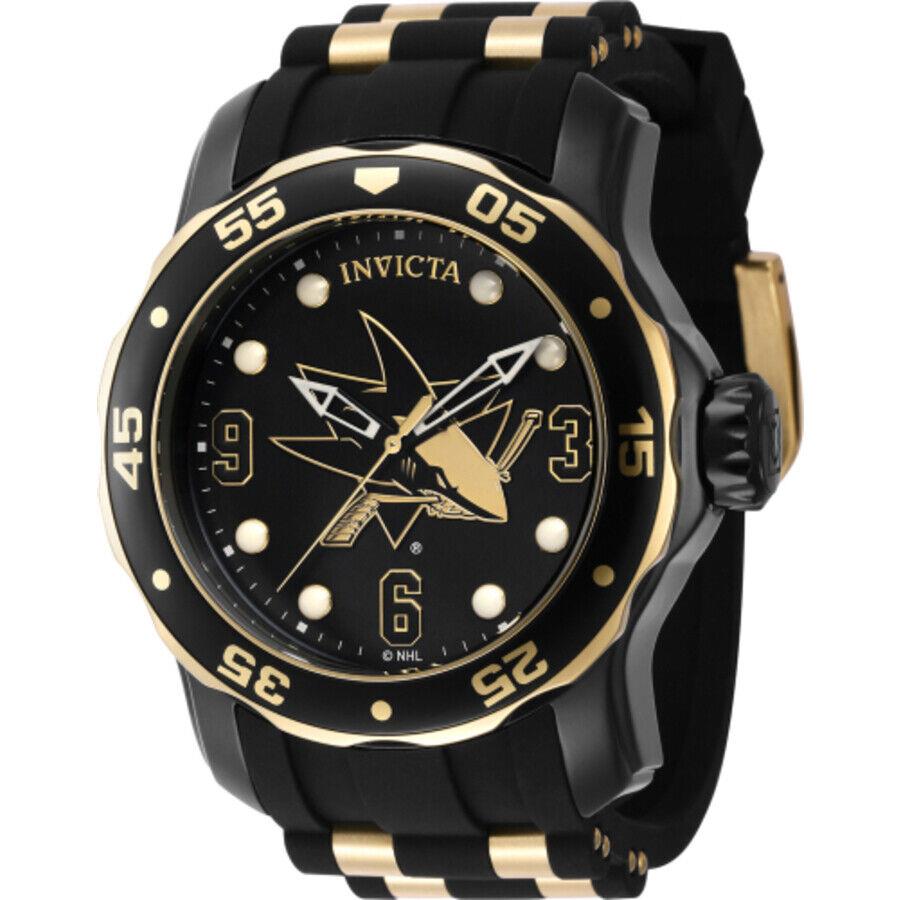 Invicta Nhl San Jose Sharks Quartz Black Dial Men`s Watch 42318