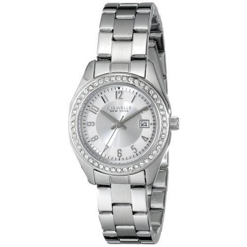 Caravelle 43M108 York Silver Tone Stainless Steel Crystal Women`s Watch