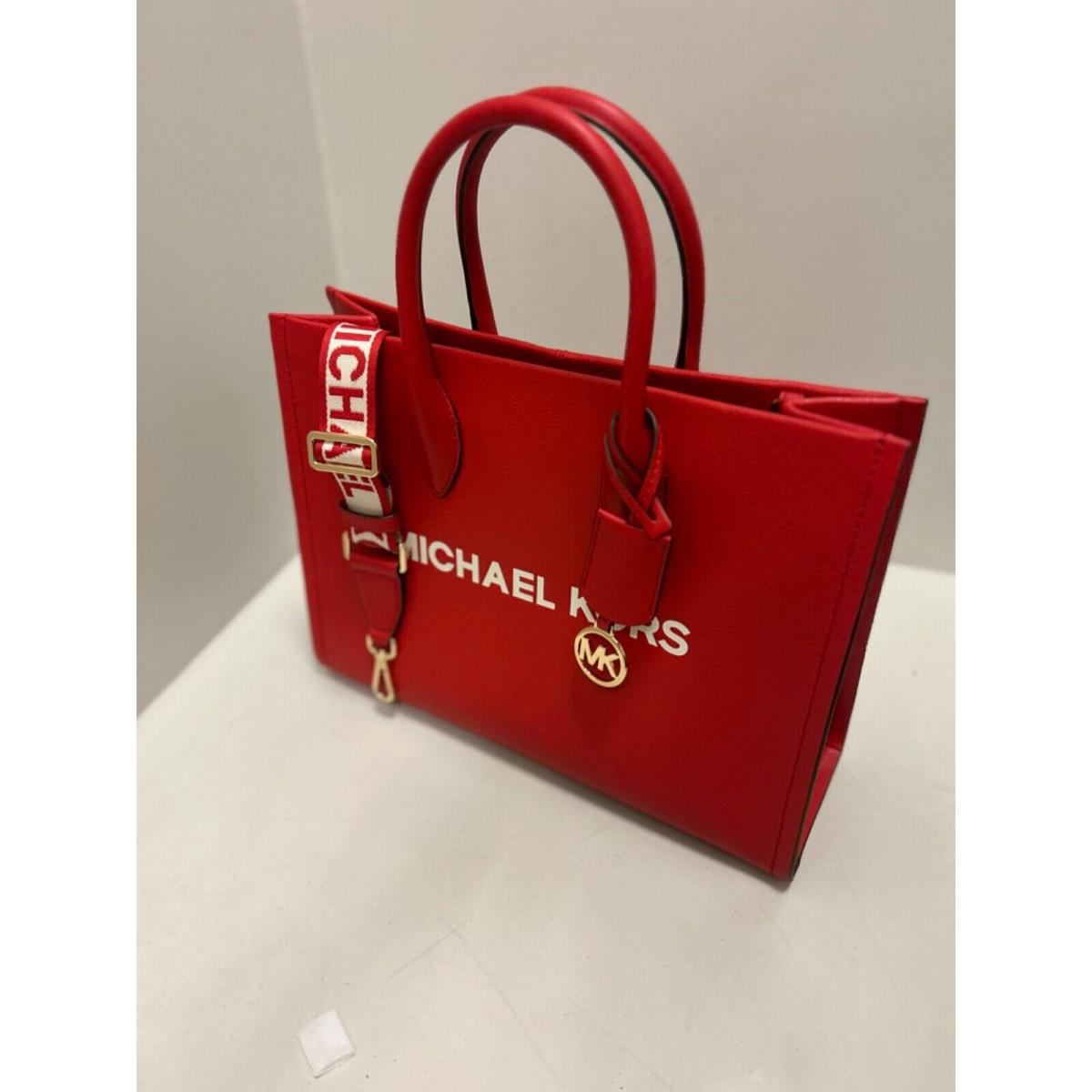 Michael Kors Mirella Women Medium Leather or Pvc Shoulder Tote Bag Handbag Purse Bright Red