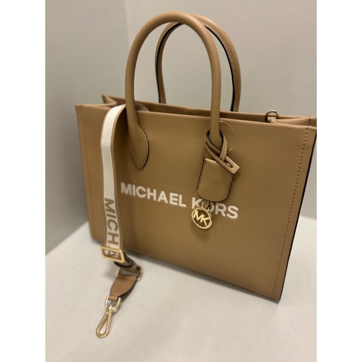 Michael Kors Mirella Women Medium Leather or Pvc Shoulder Tote Bag Handbag Purse Camel