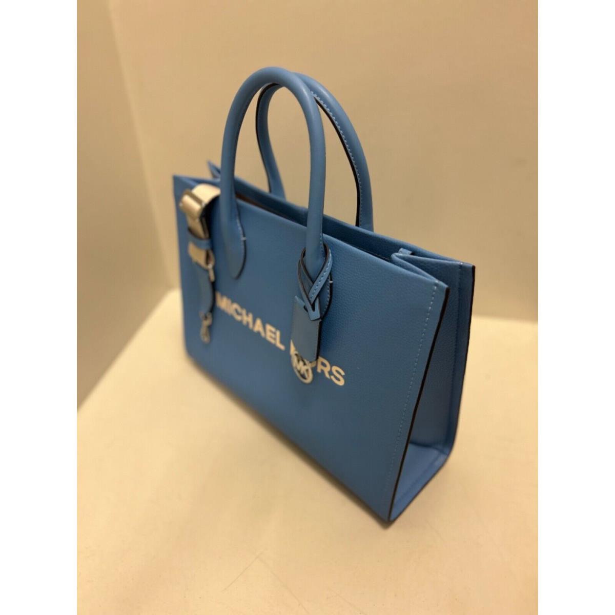 Michael Kors Mirella Women Medium Leather or Pvc Shoulder Tote Bag Handbag Purse Blue Pacific