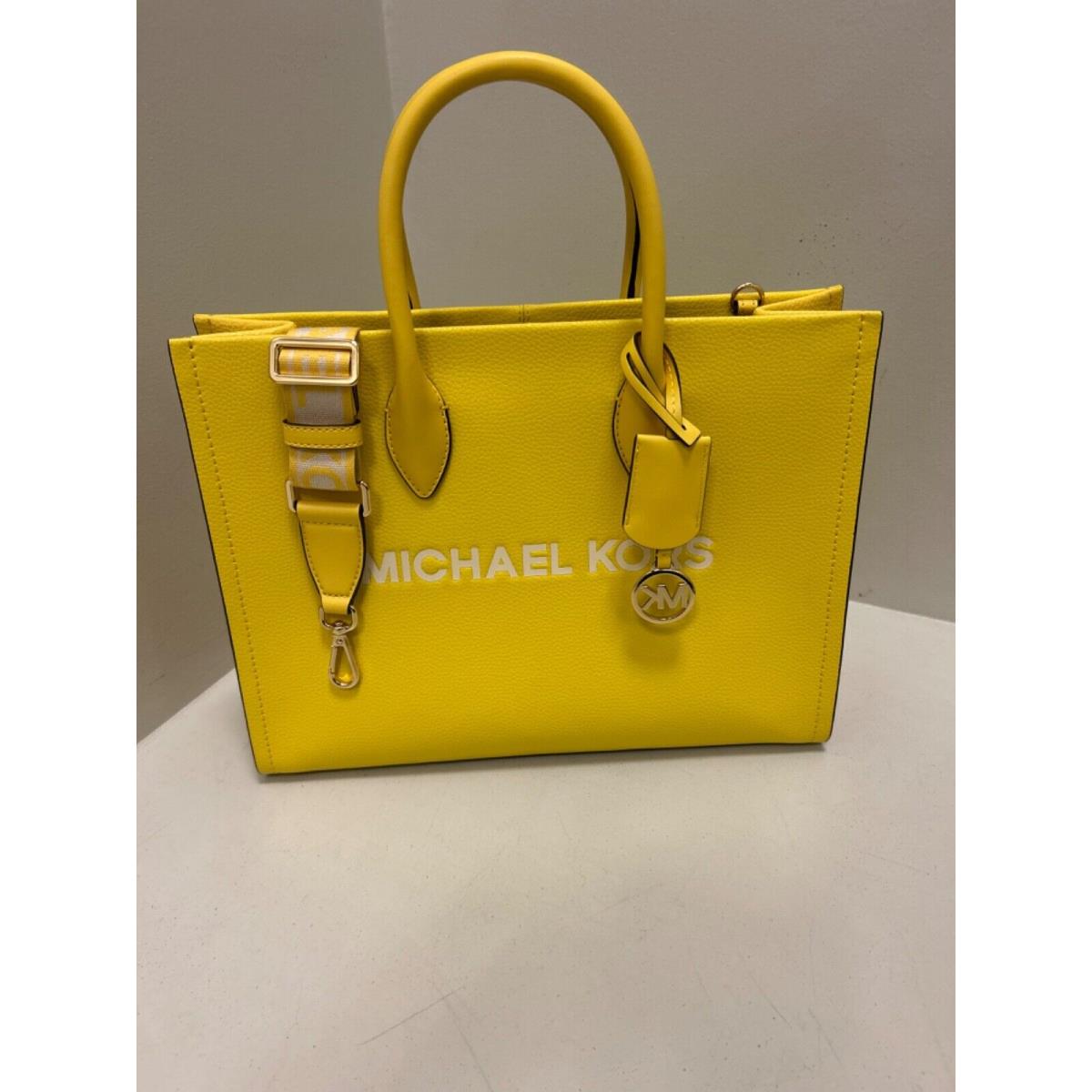 Michael Kors Mirella Women Medium Leather or Pvc Shoulder Tote Bag Handbag Purse Golden yellow