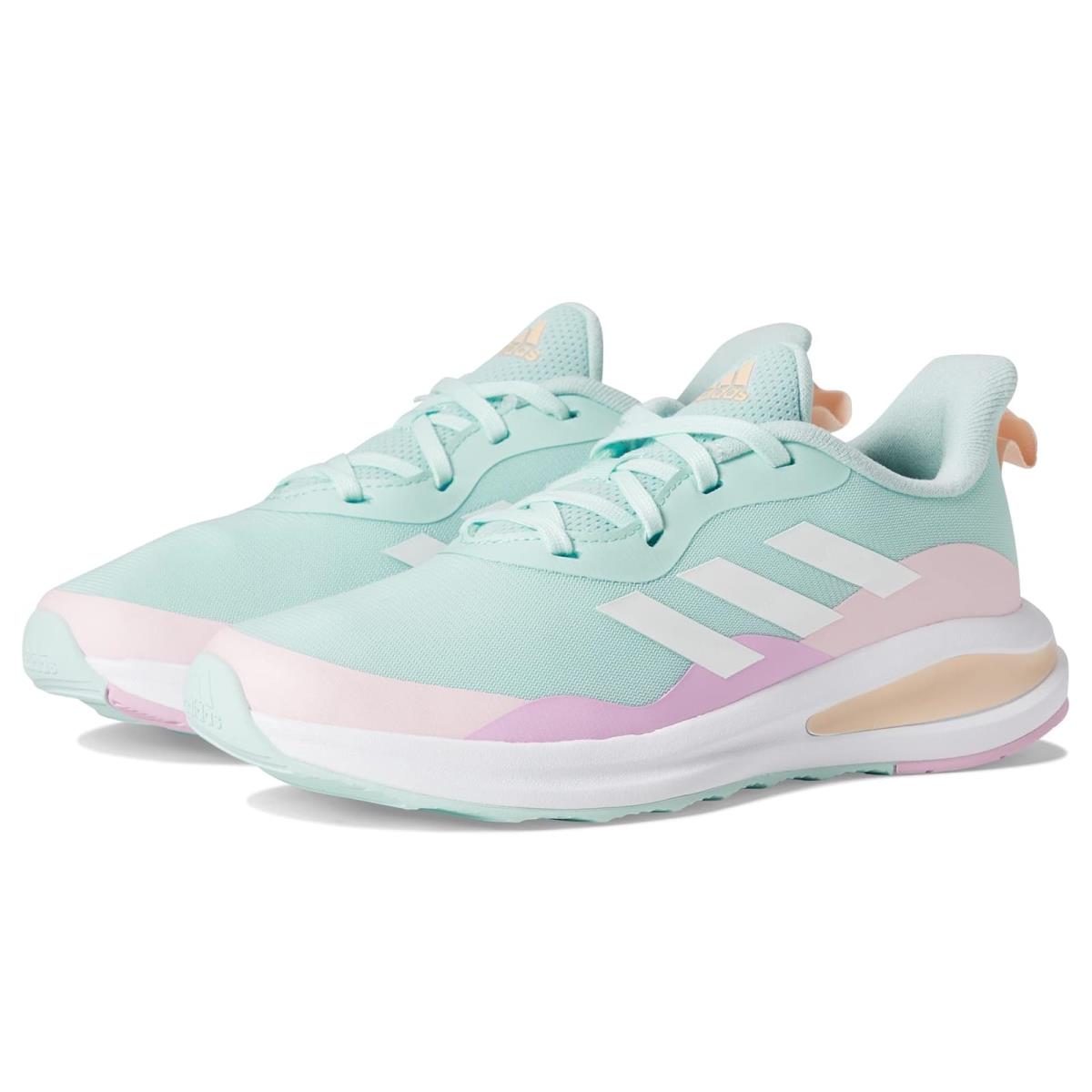 Girl`s Sneakers Athletic Shoes Adidas Kids Fortarun Little Kid/big Kid Almost Blue/White/Clear Pink