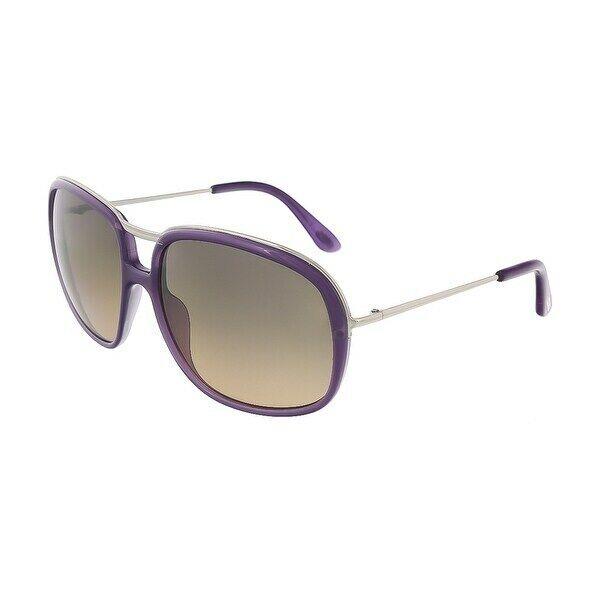 Tom Ford Cori Purple Rectangular Double Bridge Women`s Sunglasses TF282 78B