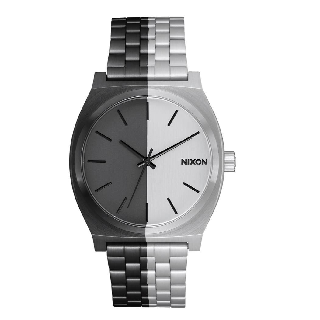 Nixon Time Teller Silver / Black Split Watch 37mm A045 3238 - Black Dial, Black and Silver Band, Black and Silver Bezel