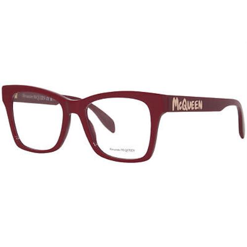 Alexander Mcqueen AM0388O 002 Eyeglasses Women`s Red Full Rim Square Shape 52mm