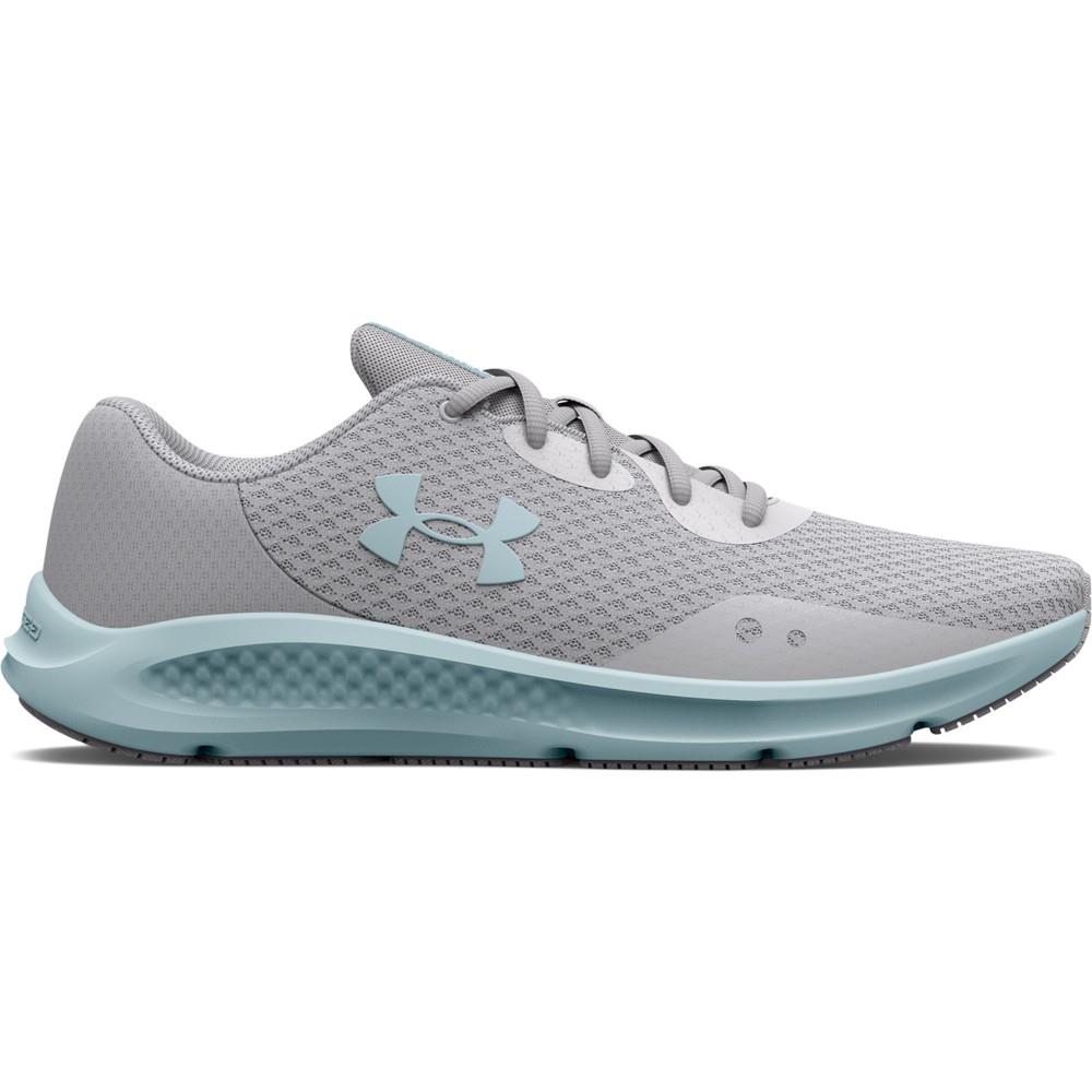 Under Armour 3024889 Womens UA Charged Pursuit 3 Training Running Athletic Shoes Halo Gray/Breaker Blue