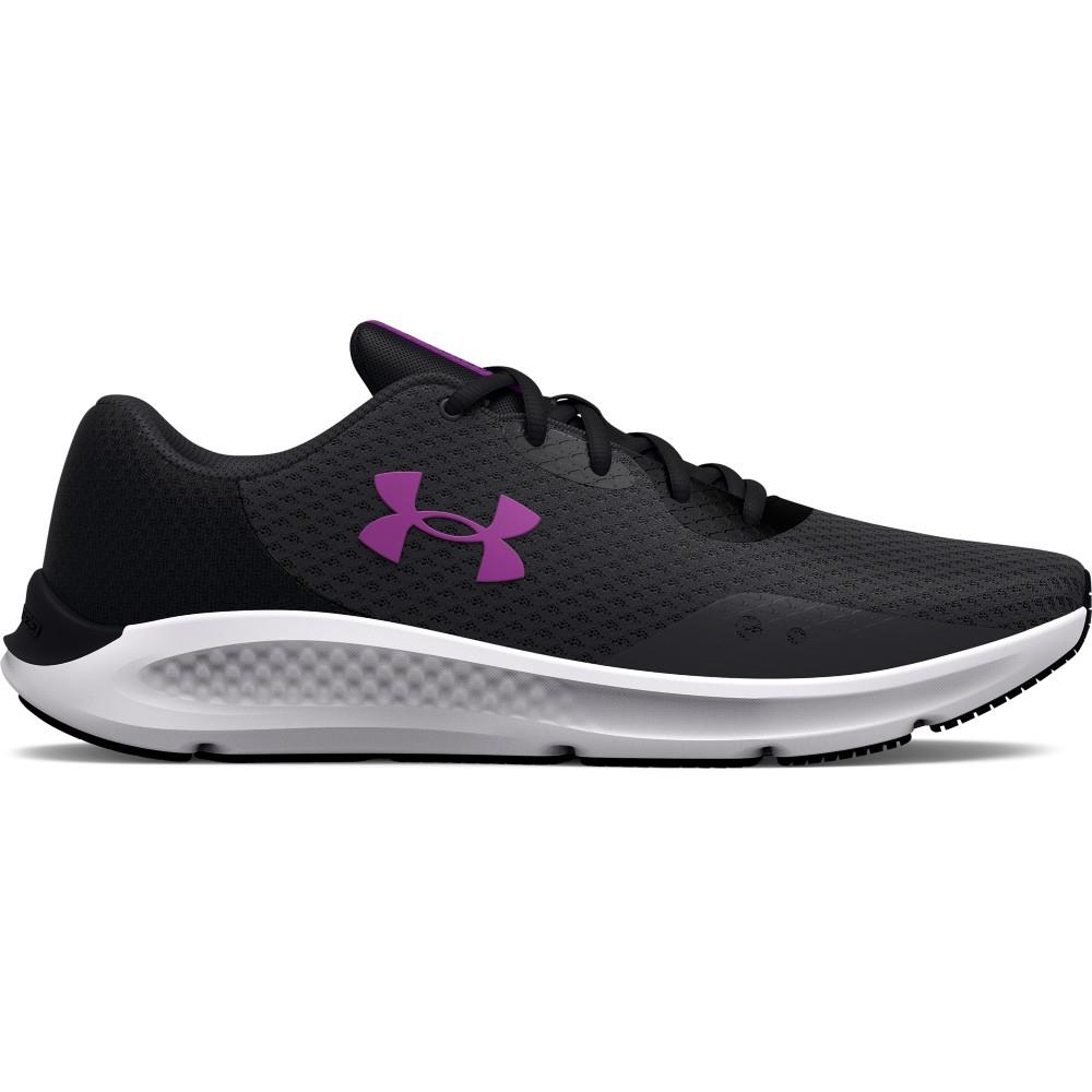 Under Armour 3024889 Womens UA Charged Pursuit 3 Training Running Athletic Shoes Jet Gray/Mega Magenta