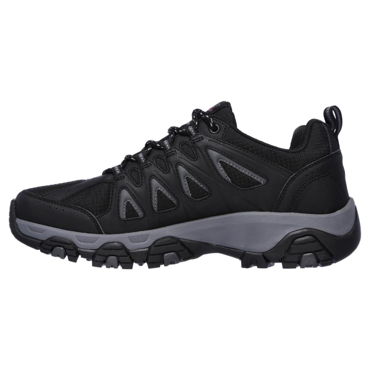 Mens Skechers Terrabite Comfort Trail Runner Black Gray Leather Shoes