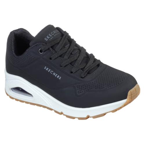Womens Skechers Street Uno Stand ON Air Black Leather Shoes