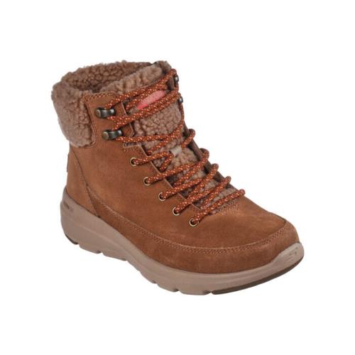 Womens Skechers On-the-go Glacial Ultra Boot Brown Suede Shoes