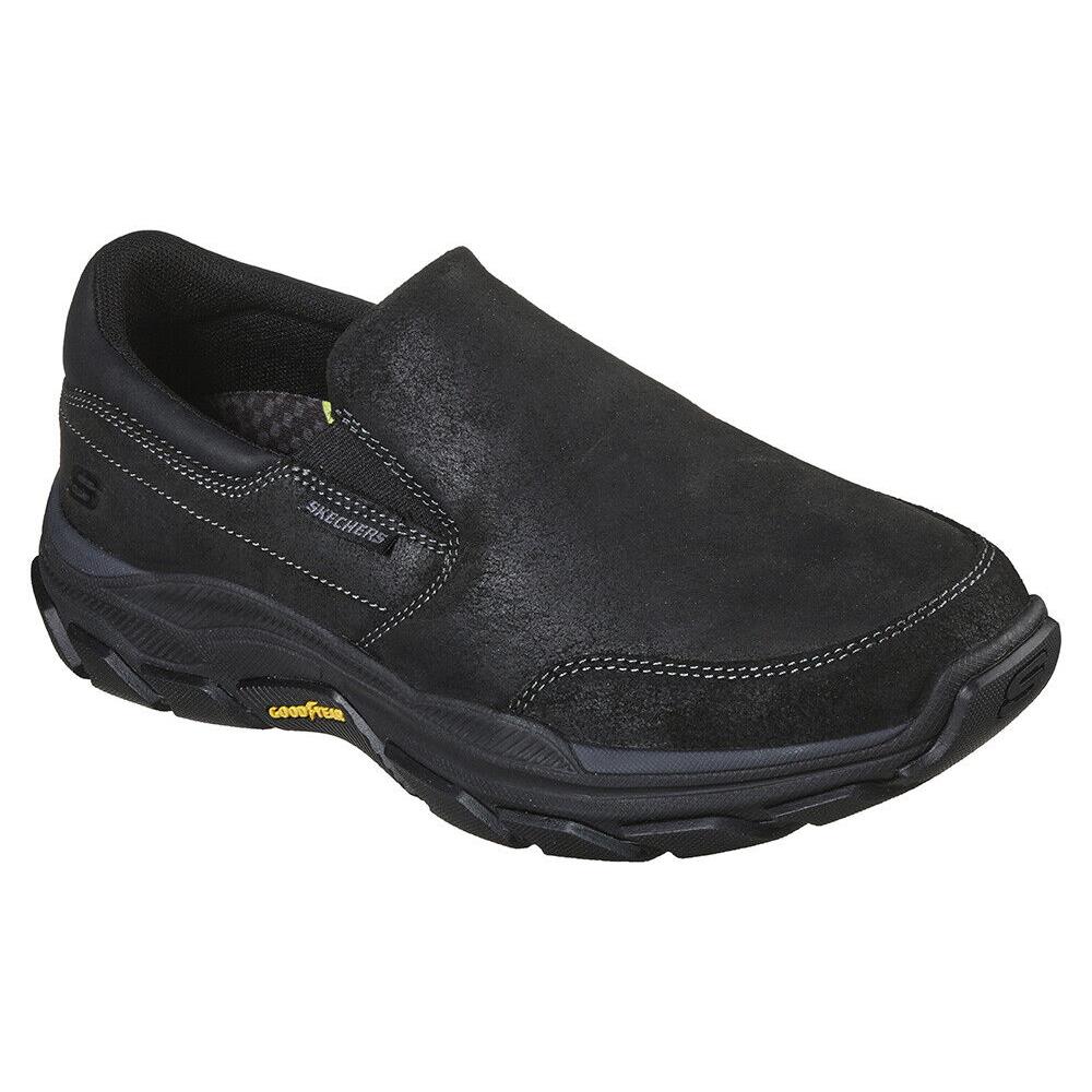 Mens Skechers Respected Calum Slip ON Black Leather Shoes Medium/Regular