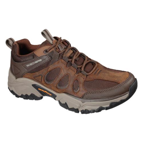 Mens Skechers Terraform Selvin Relaxed Fit Low Trail Brown Leather Shoes