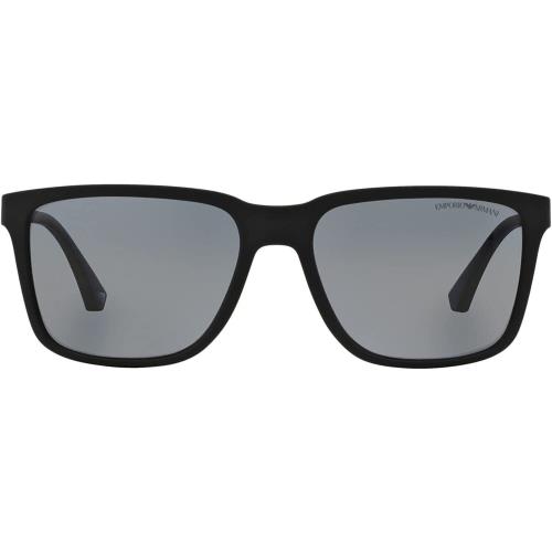 Emporio Armani EA4047 5063/81 Black Rubber Sunglasses Grey Polarized