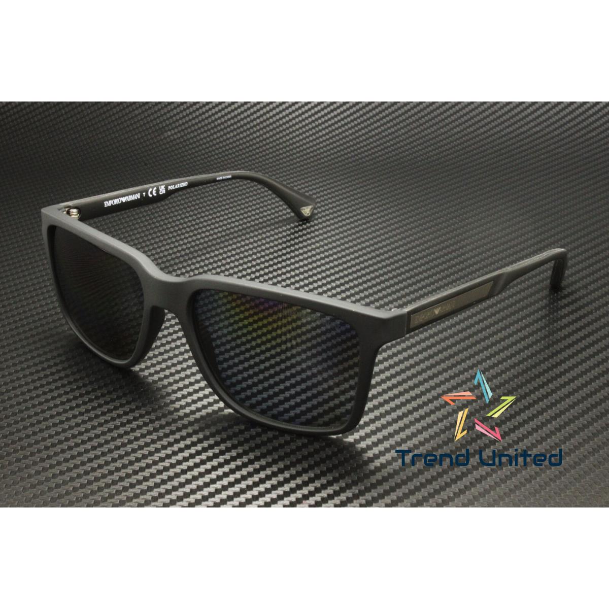 Emporio Armani EA4047 506381 Black Rubber Polarized Grey 56 mm Men`s Sunglasses