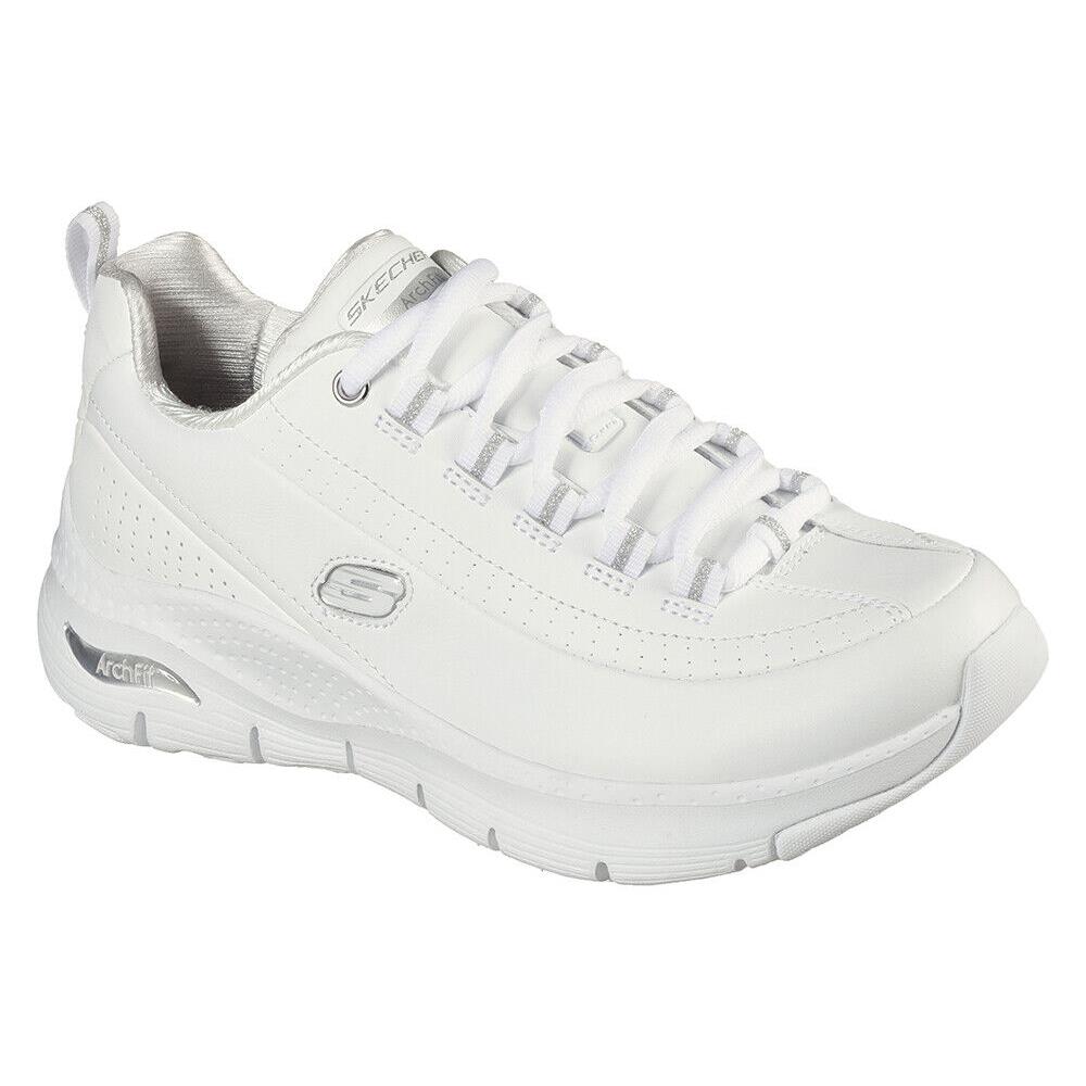 Womens Skechers Sport Arch Fit City Drive White Mesh Shoes - White