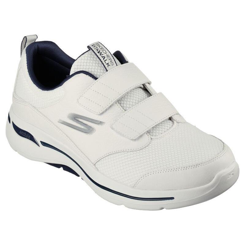 Mens Skechers GO Walk Arch Fit-preserve White/navy Leather Shoes