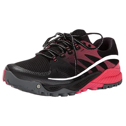 Merrell Women`s All Out Charge Trail Running Shoes Black/geranium US Size 5 M - Black/ Pink