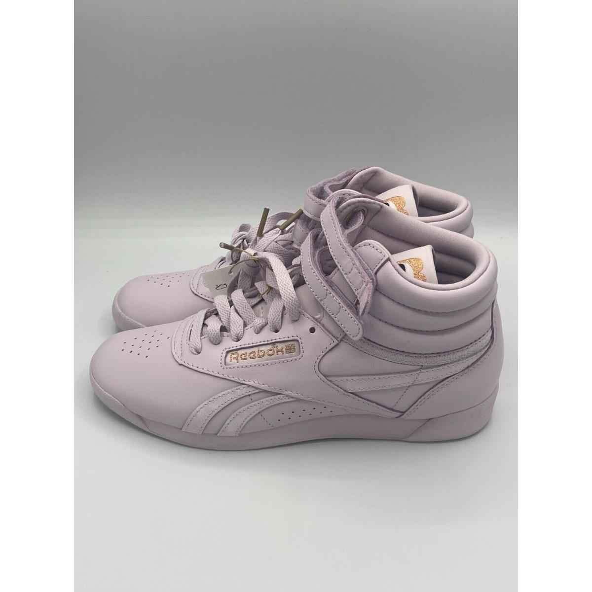 Reebok Cardi B Freestyle Hi Leather Women`s Shoes High Top Sneaker Trainers Lilac Fog