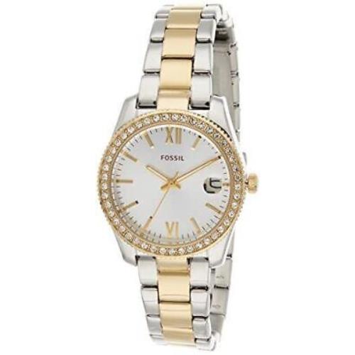 Fossil Women`s Scarlette Mini Quartz Stainless Steel Leather Three-hand Watch 2T Silver/Gold