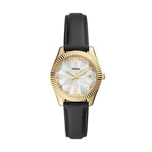 Fossil Women`s Scarlette Mini Quartz Stainless Steel Leather Three-hand Watch Gold/Black