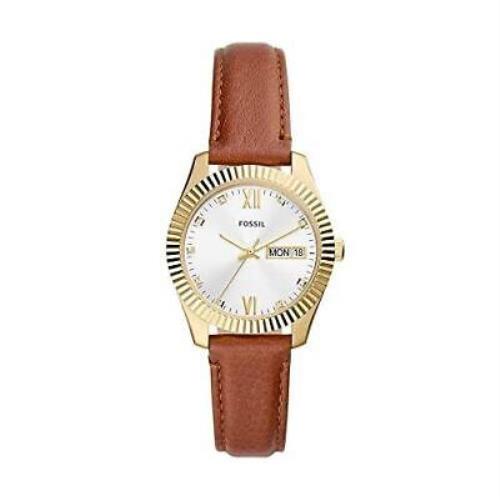 Fossil Women`s Scarlette Mini Quartz Stainless Steel Leather Three-hand Watch Gold/Brown