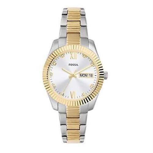 Fossil Women`s Scarlette Mini Quartz Stainless Steel Leather Three-hand Watch Gold/Silver