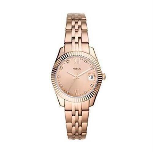 Fossil Women`s Scarlette Mini Quartz Stainless Steel Leather Three-hand Watch Rose Gold